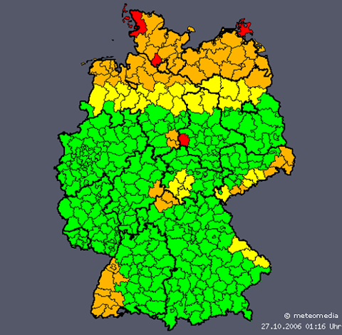 Warnsituation der Unwetterzentrale