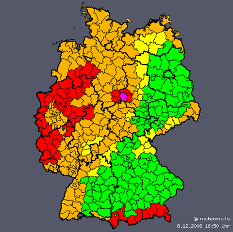 Warnkarte der Unwetterzentale