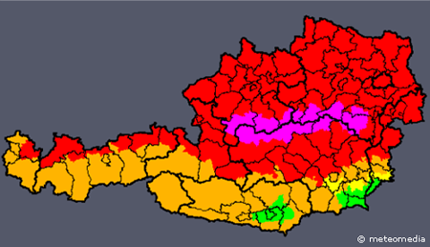 Warnkarte der Unwetterzentrale Österreich